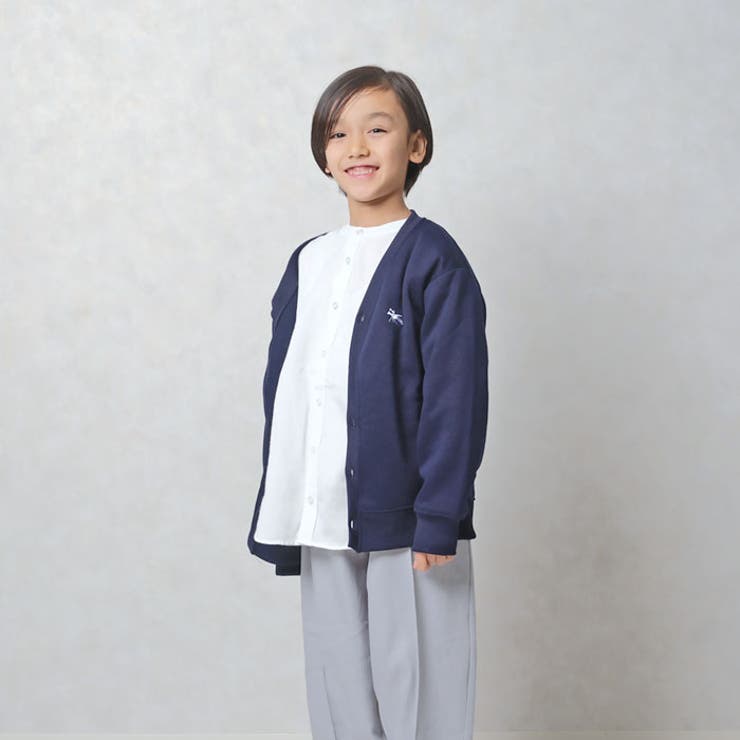 POLOCHAMPSポロチャンプスカーディガンキッズ子供服男の子女の子Vネックロゴ刺繍裏起毛羽織りライトアウター防寒レイヤードブランド冬物冬服秋物秋服ジュニア110cm120cm130cm140cm150cm160cm「PL44-09」