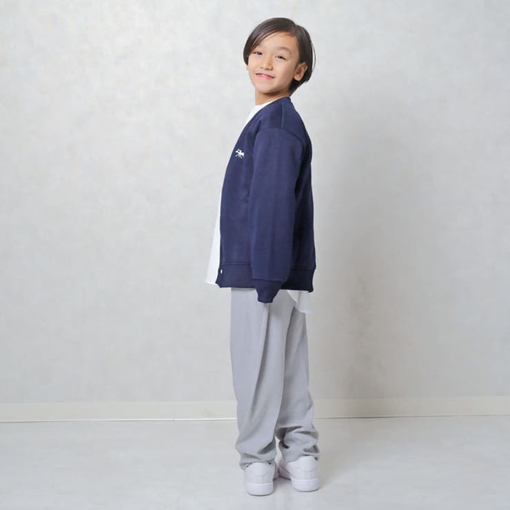 POLOCHAMPSポロチャンプスカーディガンキッズ子供服男の子女の子Vネックロゴ刺繍裏起毛羽織りライトアウター防寒レイヤードブランド冬物冬服秋物秋服ジュニア110cm120cm130cm140cm150cm160cm「PL44-09」