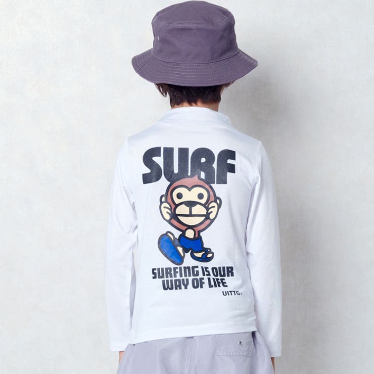 【送料無料】UITTGラッシュガードキッズ子供服男の子女の子キャラクターウイッグモンキー水着長袖プリント柄切替おしゃれ紫外線対策日焼け防止UVケア海水浴水泳マリンスポーツプールアウトドア110cm120cm130cm140cm150cm160cm「UIT25-02」