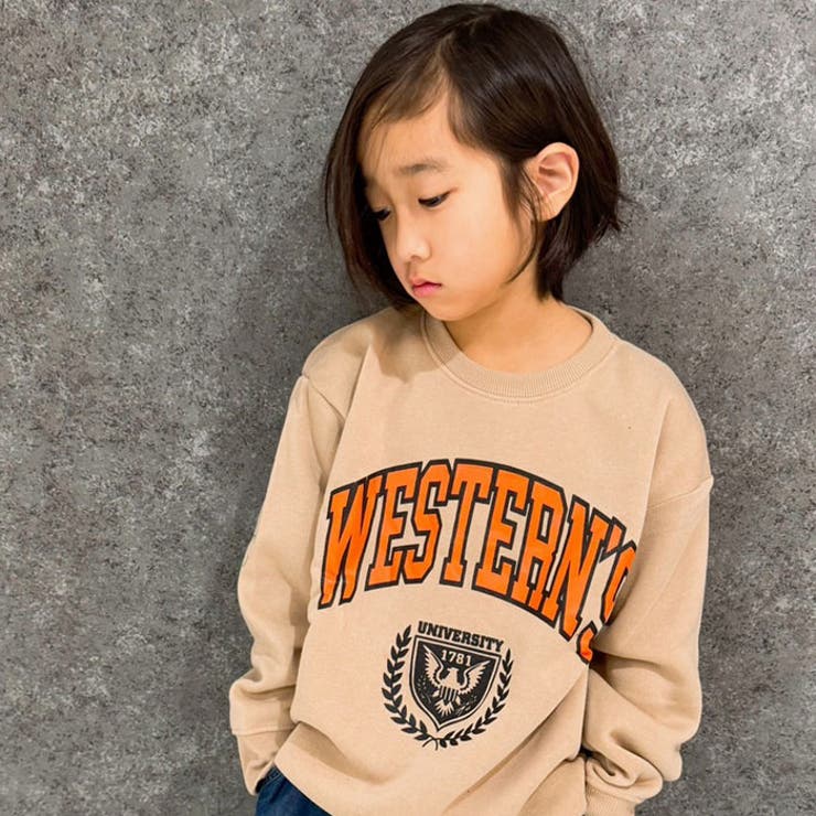 キッズトレーナースウェット子供服長袖大きめBIGビッグシルエットゆったりクルーネック裏起毛プリントロゴジュニアカジュアル110cm120cm130cm140cm150cm160cm「542-122」