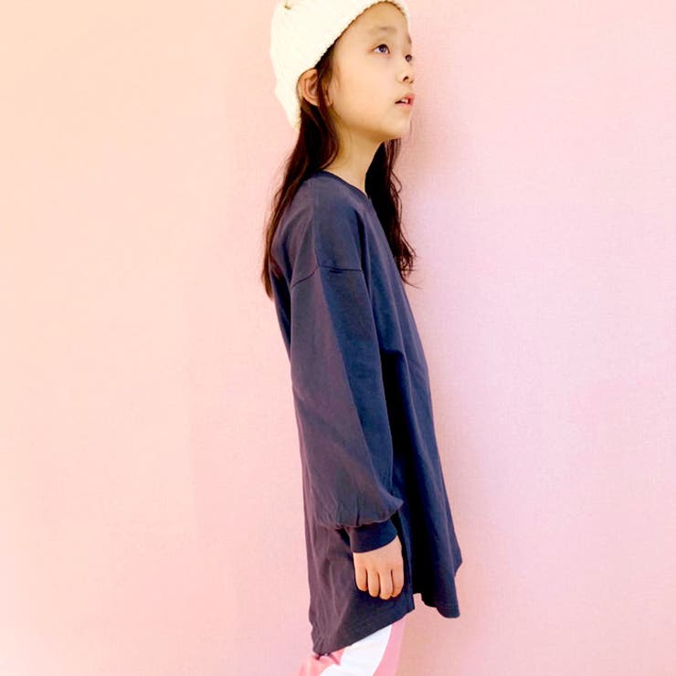 キッズワンピース子供服長袖女の子ガールズクルーネックBIGビッグプリントロゴバックプリントジュニアカジュアル韓国子供服110cm120cm130cm140cm150cm160cm「241-12.13」