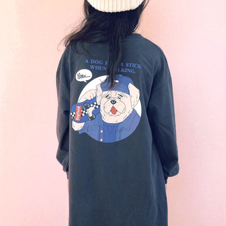 キッズワンピース子供服長袖女の子ガールズクルーネックBIGビッグプリントロゴバックプリントジュニアカジュアル韓国子供服110cm120cm130cm140cm150cm160cm「241-12.13」