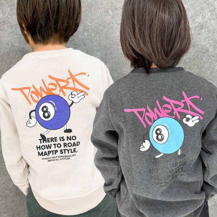 キッズトレーナートップス裏起毛クルーネック子供服男の子女の子プリントロゴバックプリントジュニアカジュアルアメカジストリート110cm120cm130cm140cm150cm160cm「543-120」