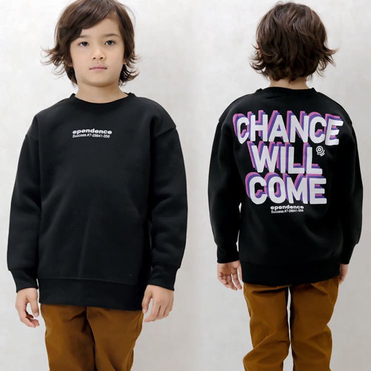 キッズトレーナートップス裏起毛クルーネック子供服男の子女の子ビッグシルエットBIGプリントロゴバックプリントジュニアカジュアルアメカジストリート110cm120cm130cm140cm150cm160cm「543-121」