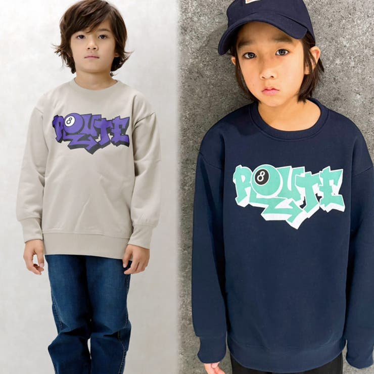 キッズトレーナートップス裏起毛クルーネック子供服男の子女の子ビッグシルエットBIGプリントロゴバックプリントジュニアカジュアルアメカジストリート110cm120cm130cm140cm150cm160cm「543-121」