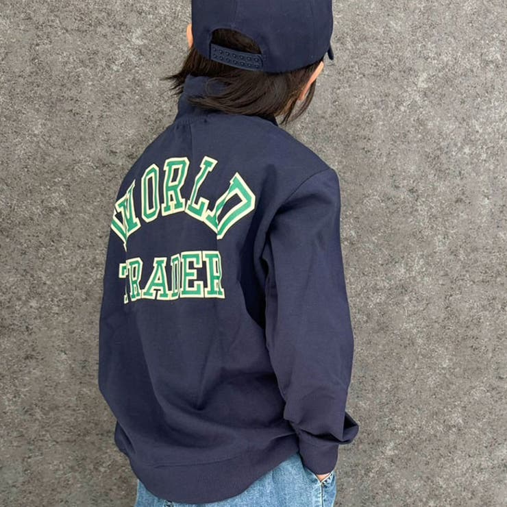 キッズトレーナートップス裏起毛タートルネックハイネックハーフジップZIP子供服男の子女の子ビッグシルエットBIGプリントロゴジュニアカジュアルアメカジストリート110cm120cm130cm140cm150cm160cm「543-131」