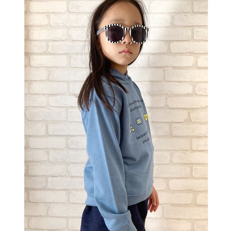 【ZI-ON×メール便送料無料】キッズパーカーフード子供服長袖女の子ガールズスウェットプルオーバープリント裏毛ジュニアカジュアル韓国子供服110cm120cm130cm140cm150cm160cm「211-01」