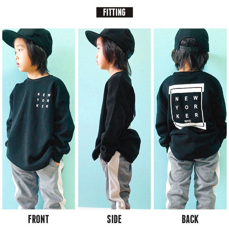 キッズトレーナートップスプルオーバー子供服長袖男の子女の子ボーイズガールズクルーネック裏起毛BIGビッグプリントロゴジュニアロックカジュアル110cm120cm130cm140cm150cm160cm「141-41.42」