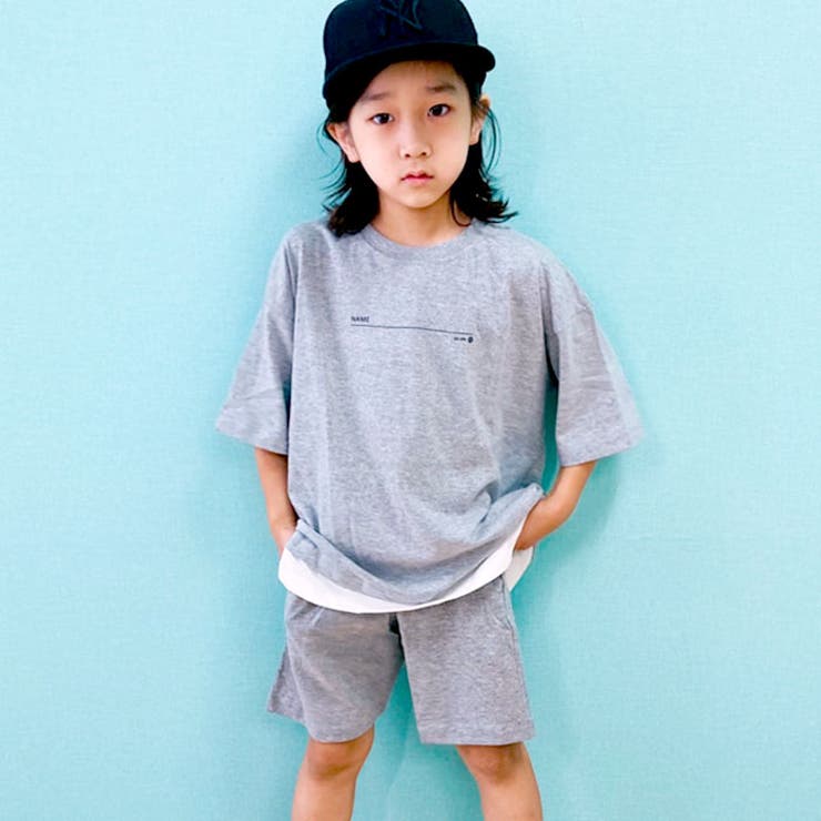 キッズセットアップ上下セット子供服半袖ハーフパンツ男の子女の子ボーイズガールズビッグシルエットBIGプリントロゴジュニアカジュアル韓国子供服110cm120cm130cm140cm150cm160cm「522-108」