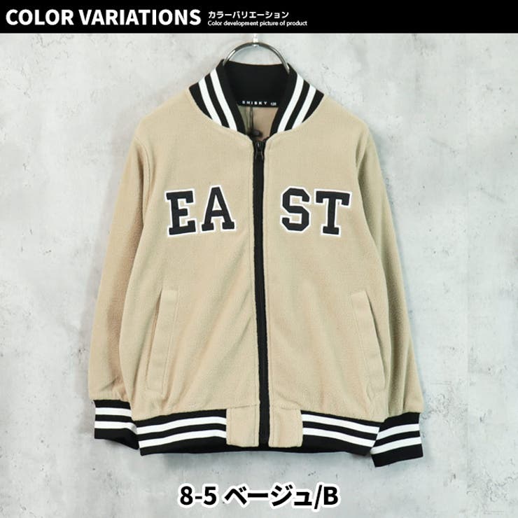【ZI-ON】キッズスタジャンマイクロフリース子供服羽織りアウタージャケットジャンパーロゴワッペンジュニアアメカジカジュアル110cm120cm130cm140cm150cm160cm「342-07」