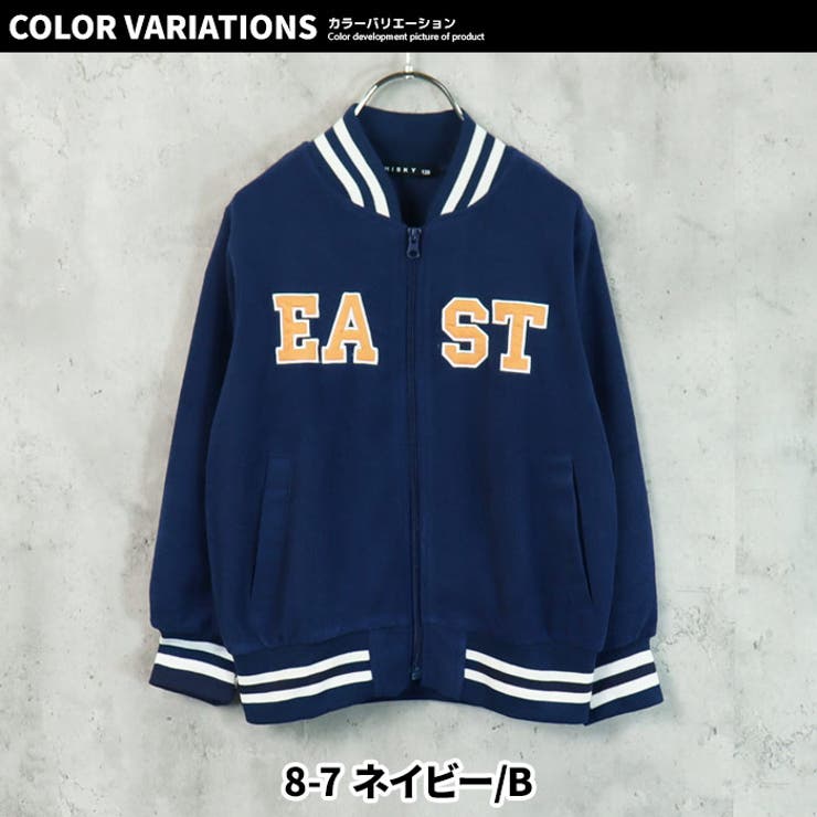 【ZI-ON】キッズスタジャンマイクロフリース子供服羽織りアウタージャケットジャンパーロゴワッペンジュニアアメカジカジュアル110cm120cm130cm140cm150cm160cm「342-07」