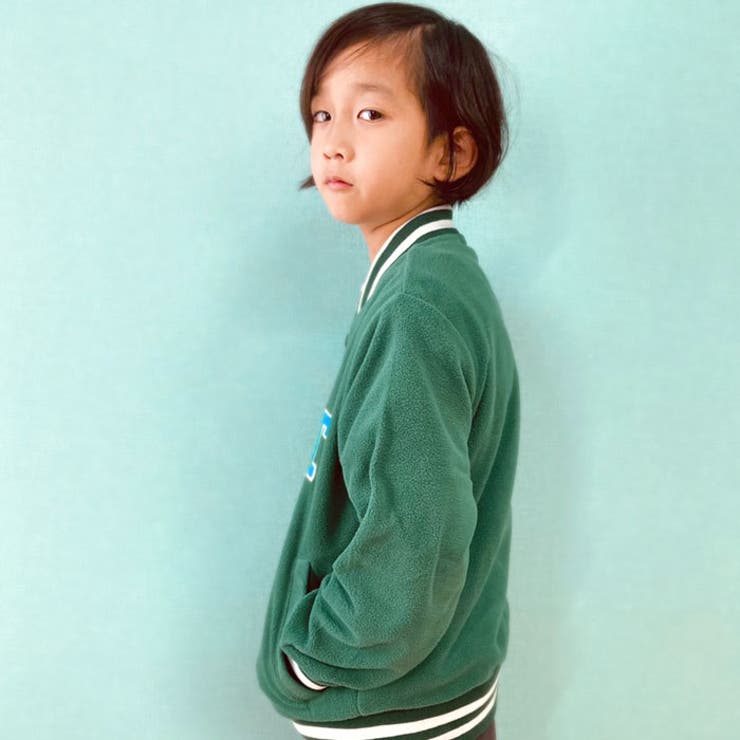【ZI-ON】キッズスタジャンマイクロフリース子供服羽織りアウタージャケットジャンパーロゴワッペンジュニアアメカジカジュアル110cm120cm130cm140cm150cm160cm「342-07」