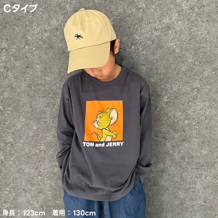 トムとジェリーTシャツロンTキッズ男の子女の子子供服長袖TシャツプリントバックプリントBIGシルエットオーバーサイズビッグトムジェリトム&ジェリー110cm120cm130cm140cm150cm160cm「T43-00」