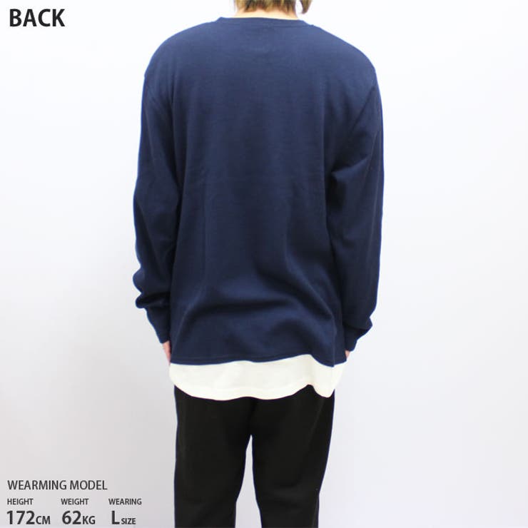 【ZI-ON×メール便送料無料】メンズロンTTシャツ長袖ワッフルクルーネックヘンリーネック無地ワンポイントレイヤード重ね着カジュアルMLXL「842-03」