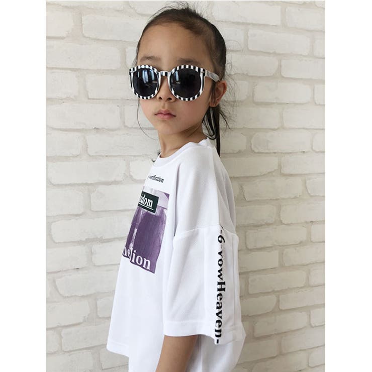 【ZI-ON×送料無料】キッズBIGＴシャツ子供服半袖男の子女の子ボーイズガールズダンスドライメッシュ吸汗速乾ビックシルエットビッグ転写風5分袖プリントジュニア韓国子供服110cm120cm130cm140cm150cm160cm「420-03」