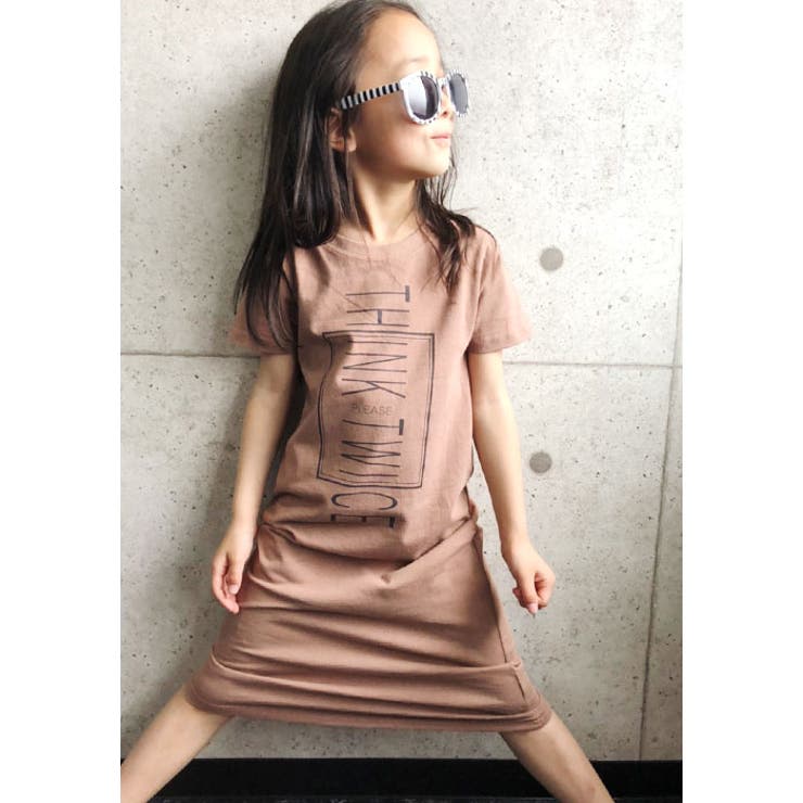【ZI-ON×送料無料】キッズワンピース子供服半袖女の子ガールズマキシプリントロゴジュニア韓国子供服110cm120cm130cm140cm150cm160cm「520-07」