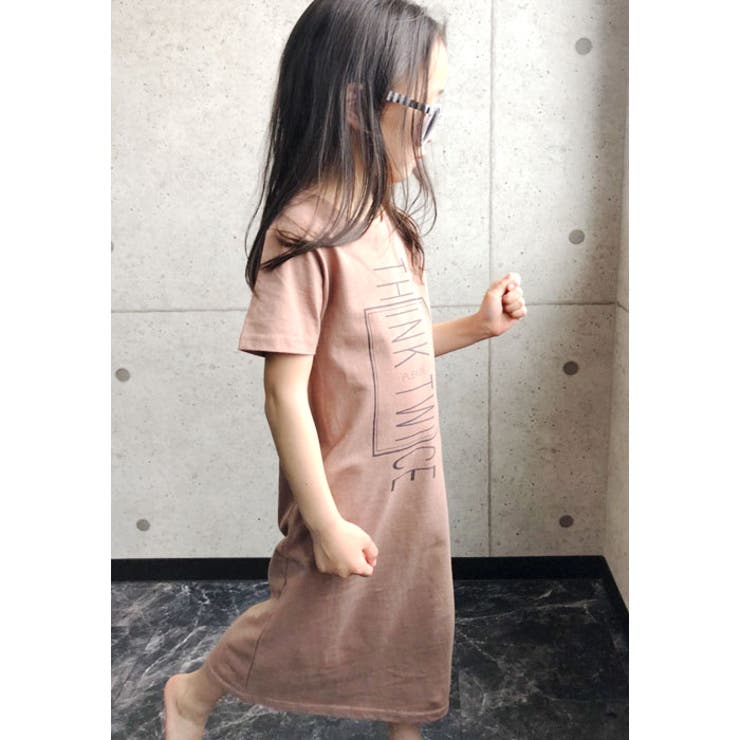 【ZI-ON×送料無料】キッズワンピース子供服半袖女の子ガールズマキシプリントロゴジュニア韓国子供服110cm120cm130cm140cm150cm160cm「520-07」