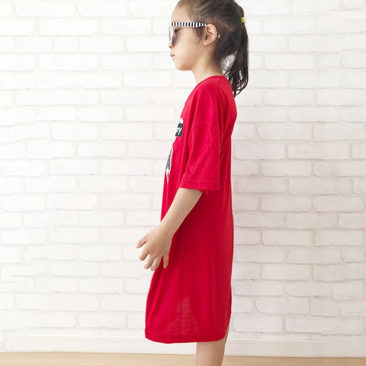 キッズワンピース子供服ひざ下丈半袖BIGオーバーサイズゆったりビッグシルエット女の子ガールズプリントくまジュニア韓国子供服110cm120cm130cm140cm150cm160cm「230-04」