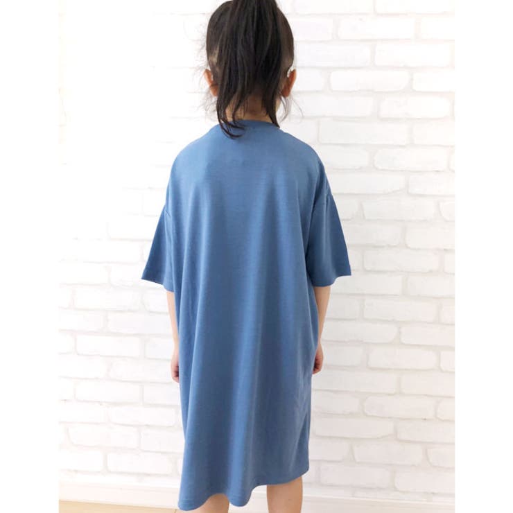 【ZI-ON×送料無料】キッズワンピース子供服半袖BIGオーバーサイズゆったりビッグシルエットリラックス女の子ガールズプリントロゴ転写風ジュニア韓国子供服夏服110cm120cm130cm140cm150cm160cm「530-07」