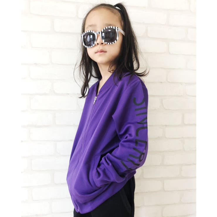 キッズ子供服トップス羽織りMA-1アウタージャージジップアップZIP男の子女の子ボーイズガールズダンスプリントロゴ韓国子供服110cm120cm130cm140cm150cm160cm「440-02」