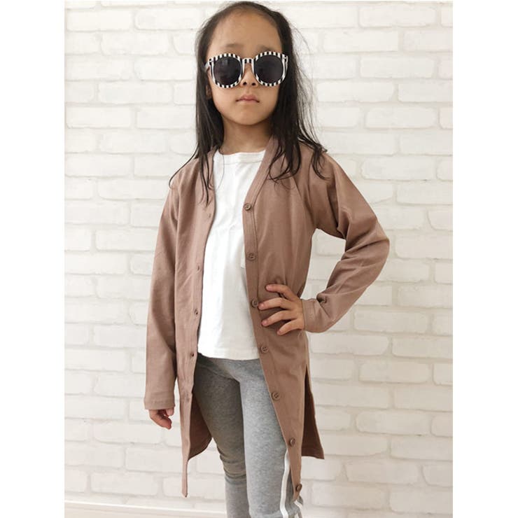 キッズカーディガンカーデロング丈ロングカーデ子供服長袖女の子ガールズ無地羽織りジュニアシンプルカジュアル韓国子供服110cm120cm130cm140cm150cm160cm「241-17」