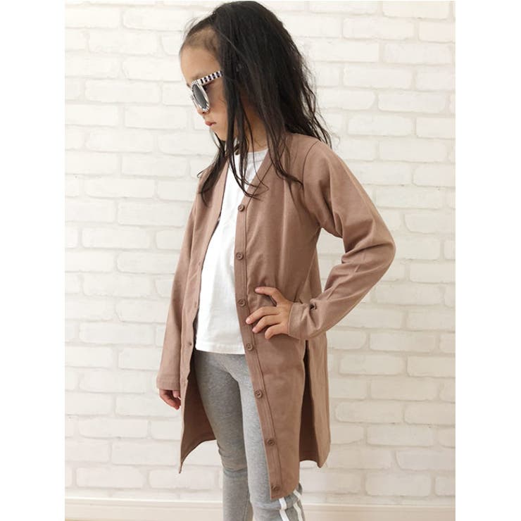 キッズカーディガンカーデロング丈ロングカーデ子供服長袖女の子ガールズ無地羽織りジュニアシンプルカジュアル韓国子供服110cm120cm130cm140cm150cm160cm「241-17」