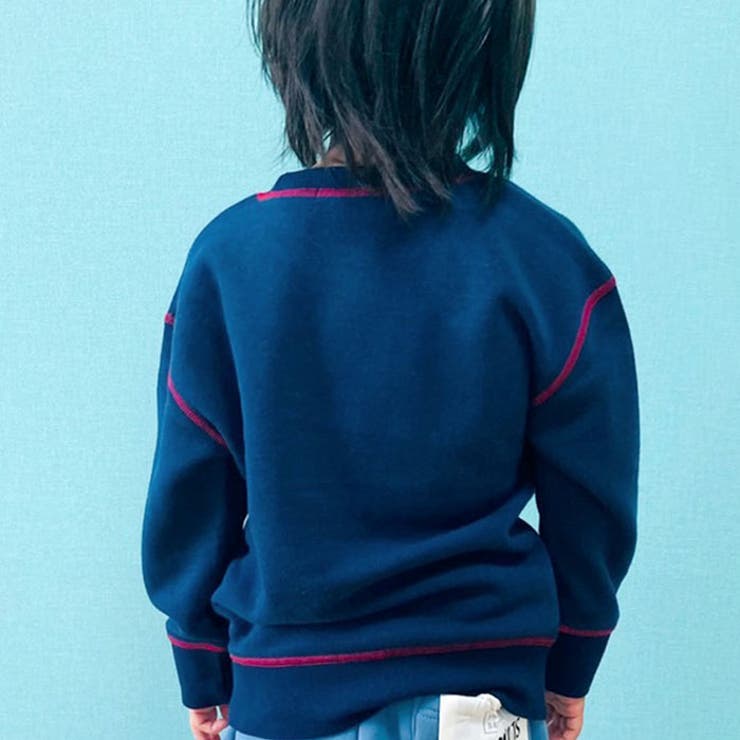 キッズトレーナートップスプルオーバー子供服長袖男の子女の子ボーイズガールズクルーネックBIGビッグ裏起毛プリントロゴ切り替えジュニアカジュアル110cm120cm130cm140cm150cm160cm「341-26.27」