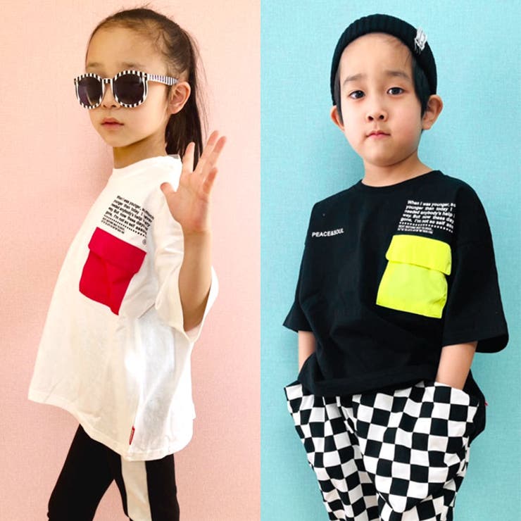 【ZI-ON×メール便送料無料】キッズTシャツ子供服半袖男の子女の子ボーイズガールズビッグシルエットBIGクルーネックプリントロゴポケットワンポイントジュニアロックカジュアル韓国子供服110cm120cm130cm140cm150cm160cm「122-00.121-08」