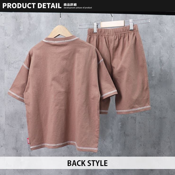 【ZI-ON×送料無料】キッズセットアップ上下セット子供服半袖TシャツハーフパンツビッグシルエットBIGロゴワンポイントジュニアカジュアル韓国子供服110cm120cm130cm140cm150cm160cm「322-05」