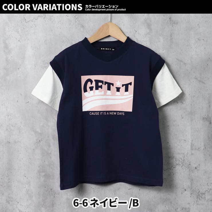 【ZI-ON×メール便送料無料】キッズTシャツ半袖子供服女の子ガールズビッグシルエットBIGレイヤード風重ね着プリントロゴジュニアカジュアル韓国子供服110cm120cm130cm140cm150cm160cm「232-02」