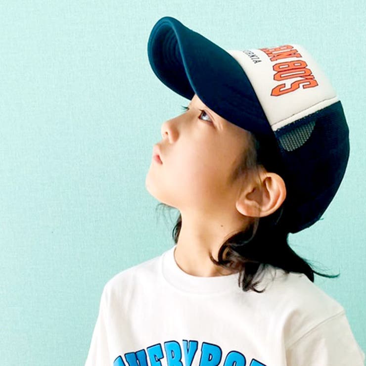 【ZI-ON×メール便送料無料】キッズキャップ子供服帽子男の子女の子ボーイズガールズメッシュキャップベースボールキャッププリントロゴジュニア韓国子供服カジュアルスポーツ52cm54cm56cm「932-07」