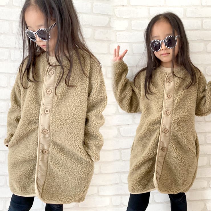 キッズアウターボアジャケット子供服男の子女の子上着羽織り無地アウタージップアップ防寒ジュニア韓国子供服110cm120cm130cm140cm150cm160cm「940-121.122」