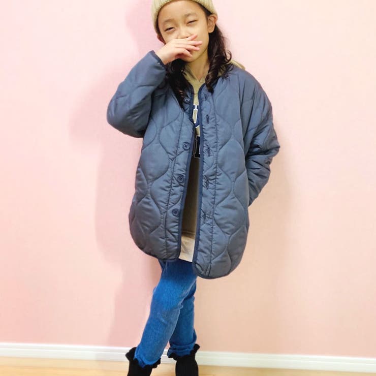 キッズキルティングジャケットアウター子供服羽織り中綿フードパーカーフェスアウトドアキャンプ撥水性UVケア無地ジュニアカジュアル110cm120cm130cm140cm150cm160cm「942-102」