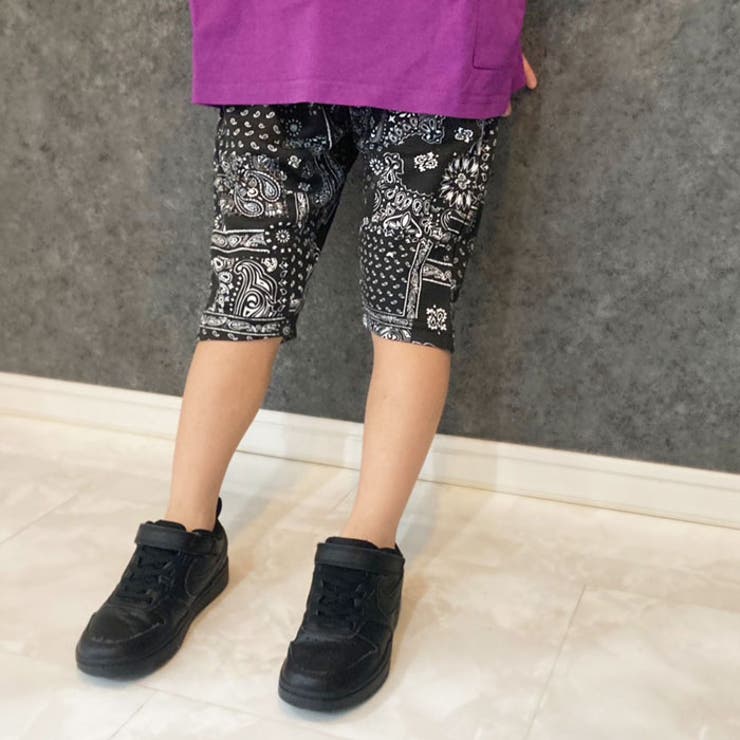 【送料無料】キッズパンツハーフパンツ子供服半ズボンサルエルパンツ6分丈総柄ペイズリーチェックヒョウ柄スウェットパンツカジュアルパンツジュニアルームウェア部屋着カジュアルスポーティーストリート110cm120cm130cm140cm150cm160cm「523-02」