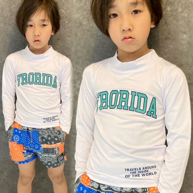 キッズラッシュガード水着子供服長袖プリントロゴバックプリント海水浴水泳プールマリンスポーツリゾートジュニアカジュアルスポーティーストリート110cm120cm130cm140cm150cm160cm「933-00」