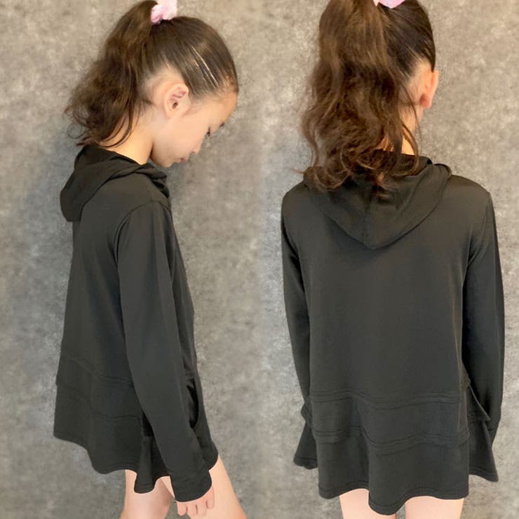 キッズラッシュガード水着子供服長袖ZIPジップアップフード無地フリル海水浴水泳プールマリンスポーツリゾートジュニアカジュアルガーリースポーティーストリート110cm120cm130cm140cm150cm160cm「933-06」