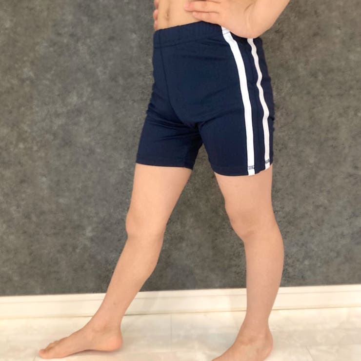 キッズ水着スクール水着子供服ハーフパンツトランクスセミロング丈ライン無地水泳プール海水浴ジュニアカジュアルシンプルスポーツ学校体操体育110cm120cm130cm140cm150cm160cm「DV-0031」