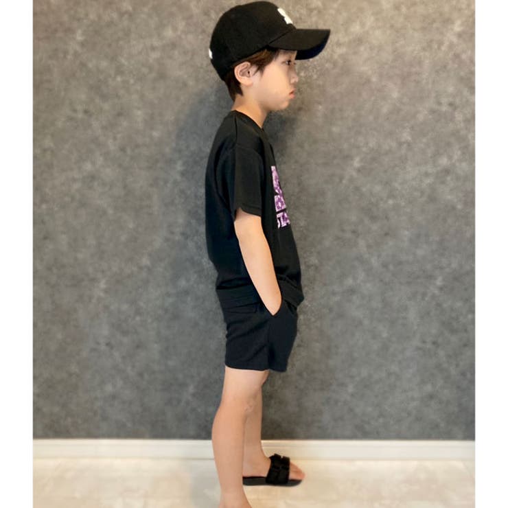 【送料無料】キッズセットアップ上下セット子供服半袖ハーフパンツ半ズボン接触冷感ドライプリントロゴジュニアカジュアルスポーティーストリートセレブリティ110cm120cm130cm140cm150cm160cm「STA23-10.11SET」