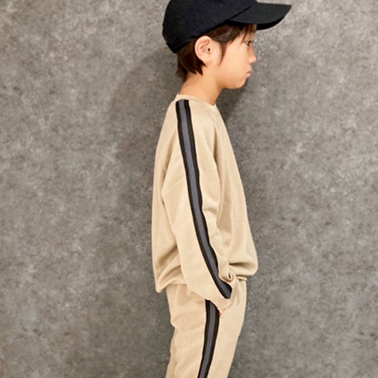 キッズトレーナーボンディング子供服男の子女の子ラインロゴビッグシルエットBIGジュニアカジュアルアメカジストリート110cm120cm130cm140cm150cm160cm「143-04」