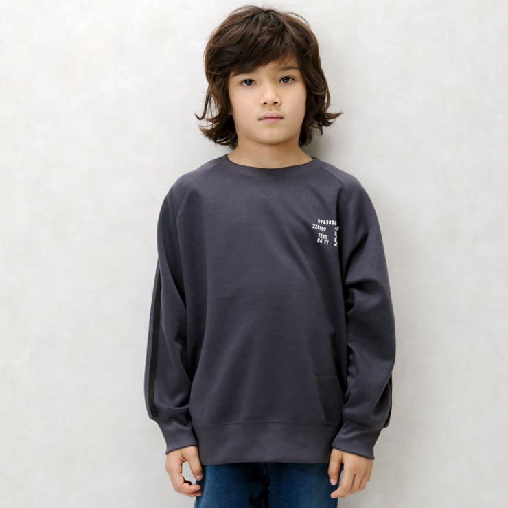キッズトレーナーボンディング子供服男の子女の子ラインロゴビッグシルエットBIGジュニアカジュアルアメカジストリート110cm120cm130cm140cm150cm160cm「143-04」