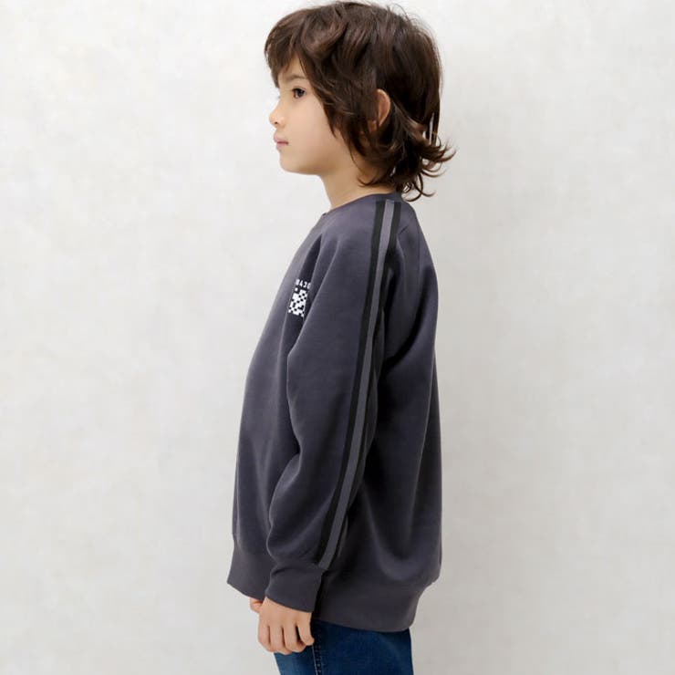 キッズトレーナーボンディング子供服男の子女の子ラインロゴビッグシルエットBIGジュニアカジュアルアメカジストリート110cm120cm130cm140cm150cm160cm「143-04」