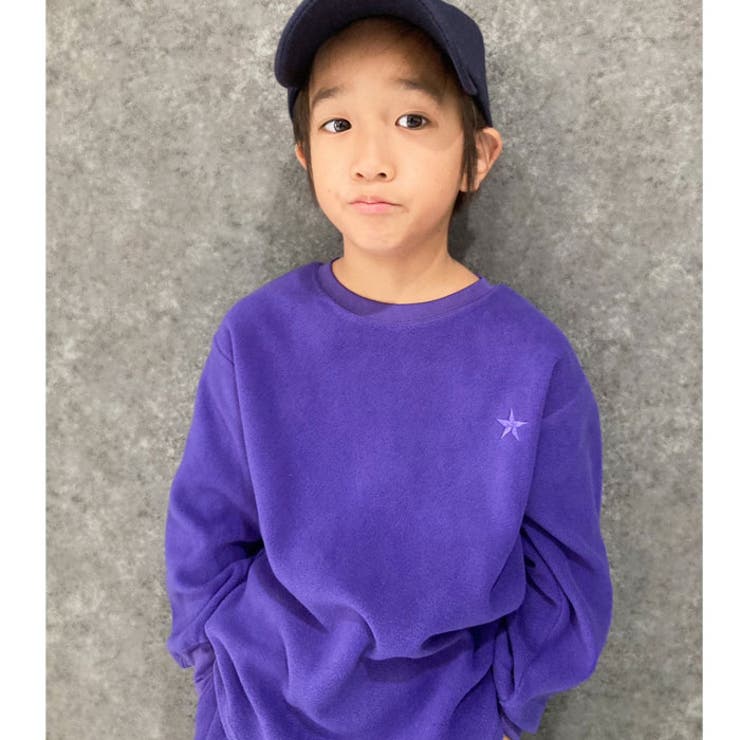 キッズトレーナーマイクロフリース子供服男の子女の子ちょいビッグちょいBIG刺繍ロゴ無地ジュニアカジュアルアメカジストリートシンプル110cm120cm130cm140cm150cm160cm「143-07」