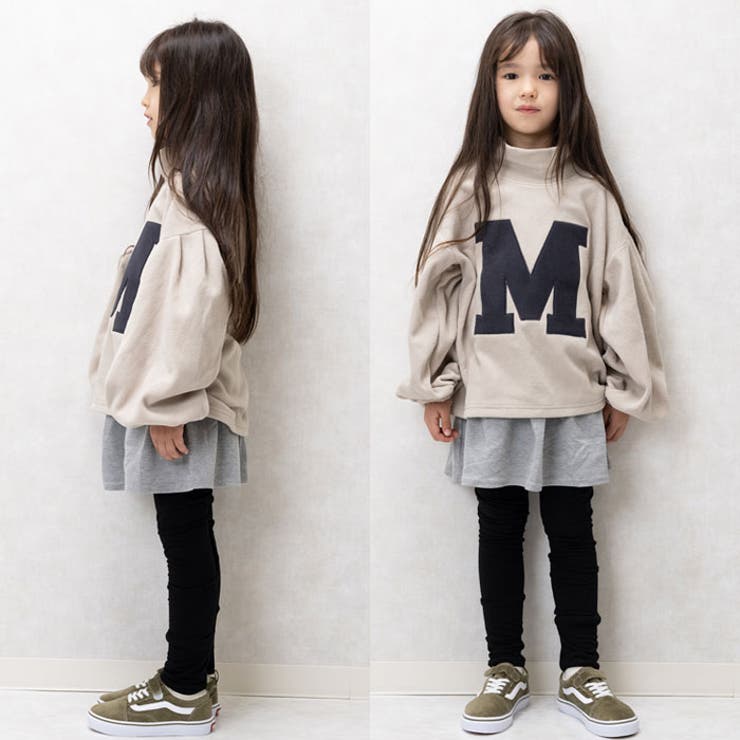 キッズトレーナーマイクロフリースハイネック子供服男の子女の子ビッグシルエットBIGワッペンロゴジュニアカジュアルアメカジストリートシンプルガーリー110cm120cm130cm140cm150cm160cm「243-05」