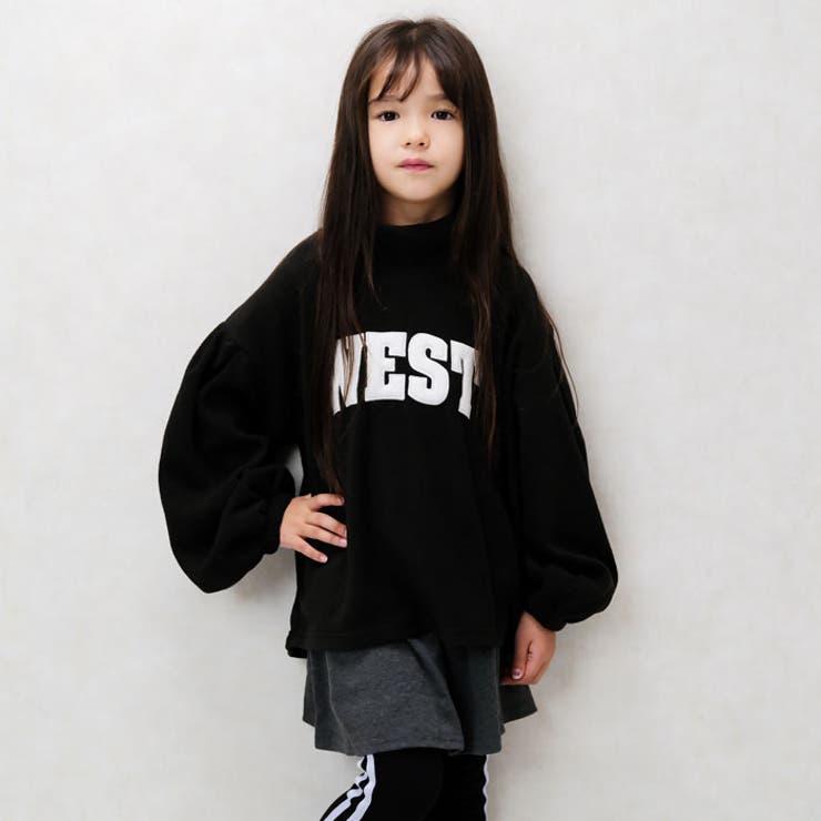 キッズトレーナーマイクロフリースハイネック子供服男の子女の子ビッグシルエットBIGワッペンロゴジュニアカジュアルアメカジストリートシンプルガーリー110cm120cm130cm140cm150cm160cm「243-05」