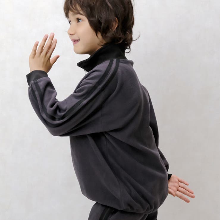 キッズトレーナーマイクロフリースハーフジップZIP子供服男の子女の子ライン刺繍ロゴビッグシルエットBIGジュニアカジュアルアメカジストリート110cm120cm130cm140cm150cm160cm「343-09」