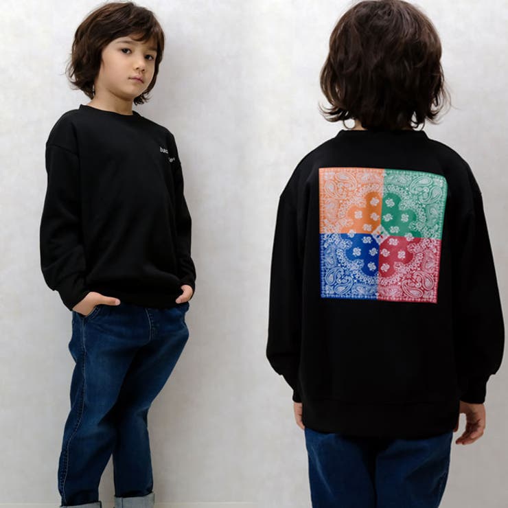 キッズトレーナーボンディング子供服男の子女の子長袖プリントバックプリントロゴビッグシルエットBIGジュニアカジュアルアメカジストリート110cm120cm130cm140cm150cm160cm「543-106」
