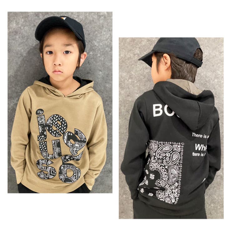 キッズパーカーフーディーボンディング子供服男の子女の子長袖プリントバックプリントロゴビッグシルエットBIGジュニアカジュアルアメカジストリート110cm120cm130cm140cm150cm160cm「543-107」