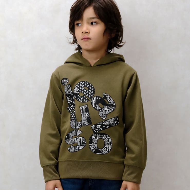 キッズパーカーフーディーボンディング子供服男の子女の子長袖プリントバックプリントロゴビッグシルエットBIGジュニアカジュアルアメカジストリート110cm120cm130cm140cm150cm160cm「543-107」