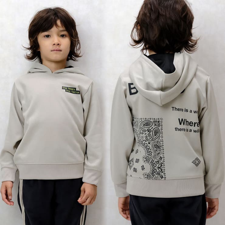 キッズパーカーフーディーボンディング子供服男の子女の子長袖プリントバックプリントロゴビッグシルエットBIGジュニアカジュアルアメカジストリート110cm120cm130cm140cm150cm160cm「543-107」