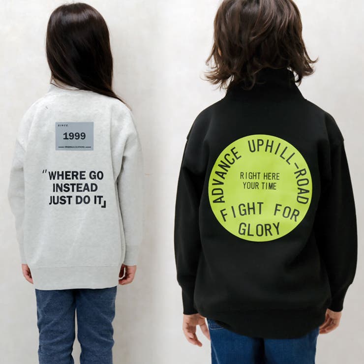 キッズトレーナートップス裏起毛タートルネックハイネック子供服男の子女の子ビッグシルエットBIGプリントロゴジュニアカジュアルアメカジストリート110cm120cm130cm140cm150cm160cm「543-112」